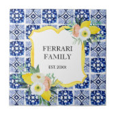 レモンシトラスネイビーブルーイタリアン地中海の タイル (正面)