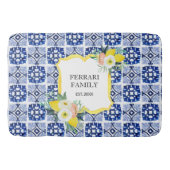 レモンシトラスネイビーブルーイタリアン地中海の バスマット (正面)