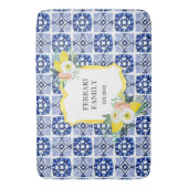 レモンシトラスネイビーブルーイタリアン地中海の バスマット (正面縦)