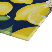 レモンシトラスパターンモノグラムネイビーブルー カッティングボード (角)