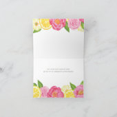 レモンシトラスピンクフローラベイビーシャワーありがとう サンキューカード (内部)