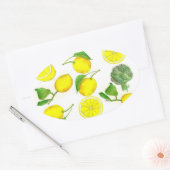 レモンシトラスフルーツウォーター絵を描カラーズアート 楕円形シール (封筒)