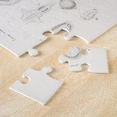 レモンシトラスフルーツボタニカルリモニウムイラストレーション ジグソーパズル (側面)