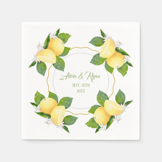 レモンシトラスフルーツ植物学 スタンダードカクテルナプキン (正面)