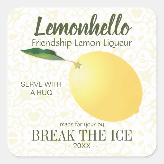 レモンシトラスフルーツ |フレンドシップハローおもしろい スクエアシール (正面)