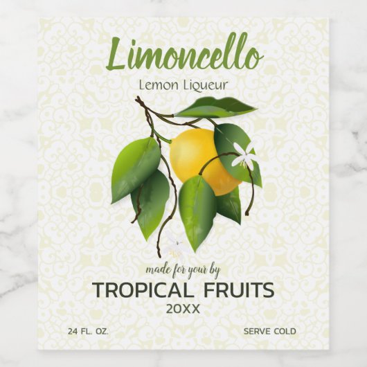 レモンシトラスフルーツ |リモンチェロ ワインラベル (シングルラベル)