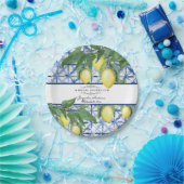 レモンシトラスフローラグリーンブルーホワイトブライダル ペーパープレート (パーティー)