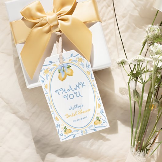 レモンシトラスフローラブライダルシャワー ギフトタグ
