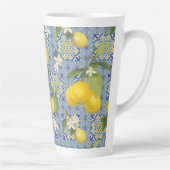 レモンシトラスフローラブルーnホワイトヴィンテージファームハウス カフェラテマグ (右)