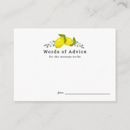 レモンシトラスフローラベビーシャワーアドバイスカード エンクロージャーカード