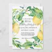 レモンシトラスフローラリーフ水彩30歳の誕生日 招待状 (正面)