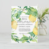 レモンシトラスフローラリーフ水彩30歳の誕生日 招待状 (スタンド正面)
