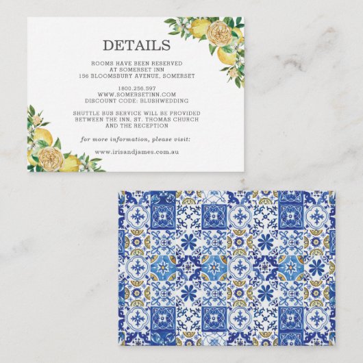 レモンシトラスフローラ結婚グリーン詳細 エンクロージャーカード (正面/裏面)