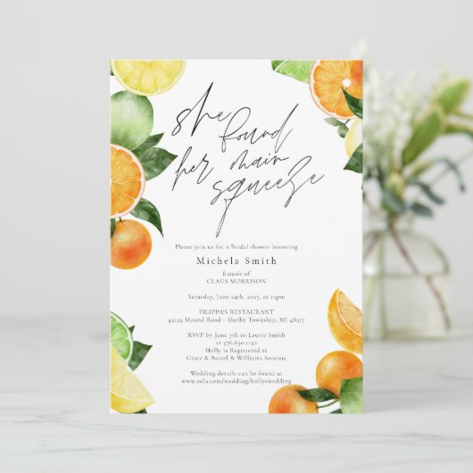 レモンシトラスブライダルシャワー招待 | 主音 招待状 (スタンド正面)