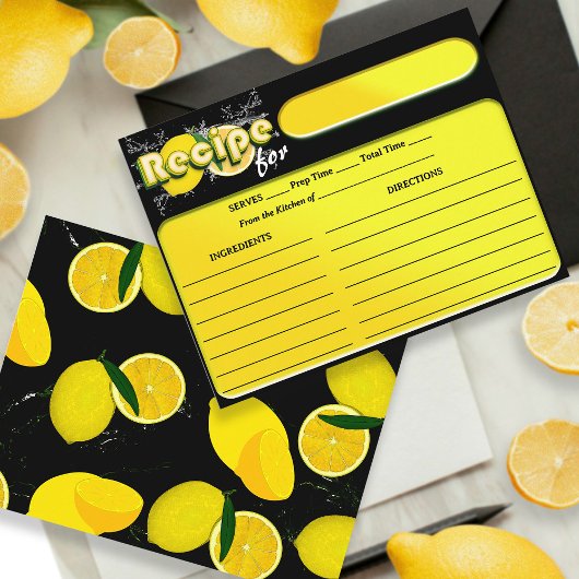 レモンシトラスブラックとイエローのブライダルシャワーレシピ エンクロージャーカード