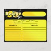 レモンシトラスブラックとイエローのブライダルシャワーレシピ エンクロージャーカード (正面)