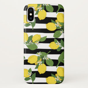 レモンシトラスブラックストライプスイエローiPhoneケース iPhone X ケース
