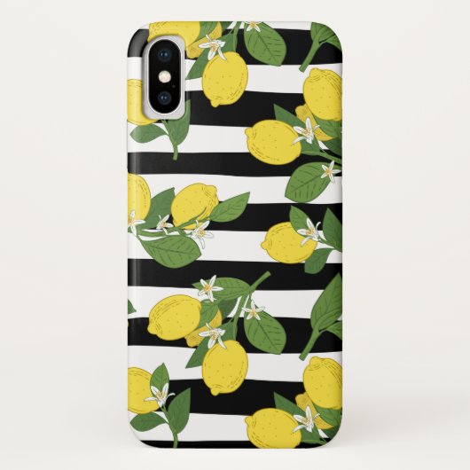 レモンシトラスブラックストライプスイエローiPhoneケース Case-Mate iPhoneケース (裏面)