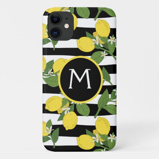 レモンシトラスブラックストライプスイフォンケース Case-Mate iPhoneケース (裏面)