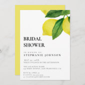 レモンシトラスブランチグリーンリーブライダルシャワー 招待状 (正面/裏面)