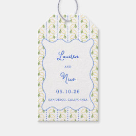 レモンシトラスブルーとイエロ地中海のーズ結婚 ギフトタグ