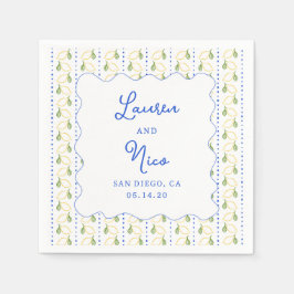 レモンシトラスブルー&イエローアマルフィカスタムウェディング スタンダードカクテルナプキン