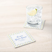 レモンシトラスブルー&イエローアマルフィブライダルシャワー スクエアペーパーコースター (インサイチュ)