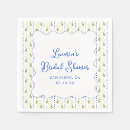 レモンシトラスブルー&イエローアマルフィブライダルシャワー スタンダードカクテルナプキン