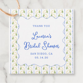 レモンシトラスブルー&イエローブライダルシャワーサンキュー フェイバータグ