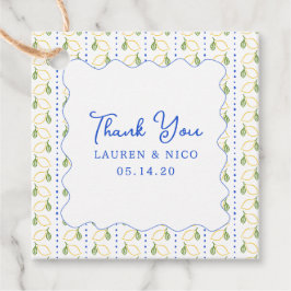 レモンシトラスブルー&イエロー結婚ズサンキュー フェイバータグ