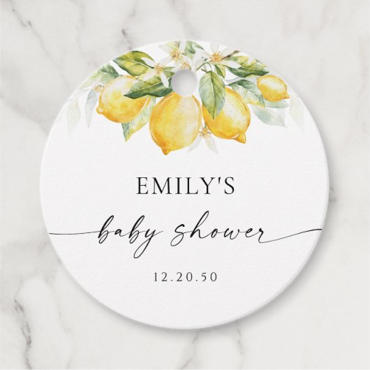 レモンシトラスベビーシャワーメッセージカード フェイバータグ (正面)