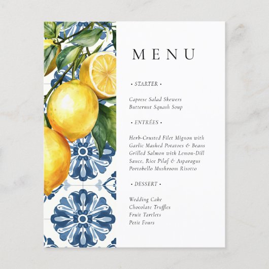 レモンシトラスポジターノイタリアンブライダルシャワーメニュー (正面)