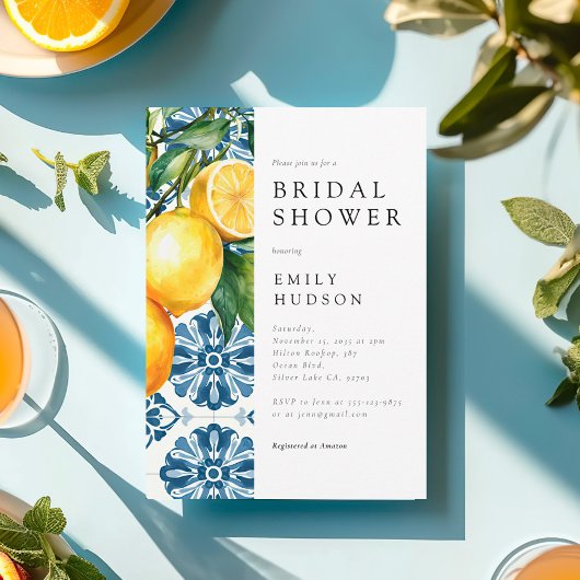 レモンシトラスポジターノイタリアンブライダルシャワー 招待状