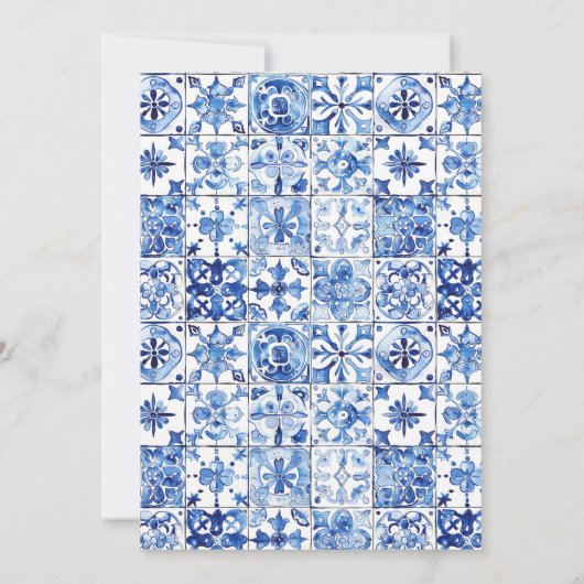 レモンシトラスポジターノブルータイルブライダルシャワー 招待状 (裏面)