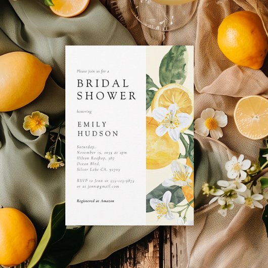 レモンシトラスメインスクイーズブライダルシャワー 招待状