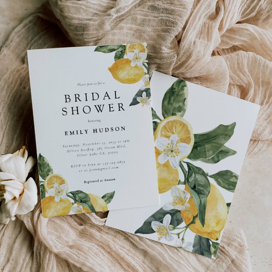 レモンシトラスメインスクイーズブライダルシャワー 招待状