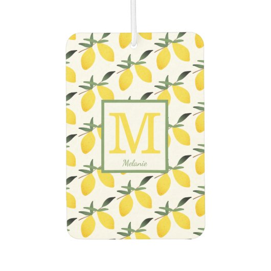レモンシトラスモノグラム名 カーエアーフレッシュナー (正面)