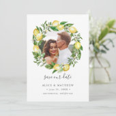 レモンシトラスリース写真結婚式の日付を保存 セーブザデート (スタンド正面)