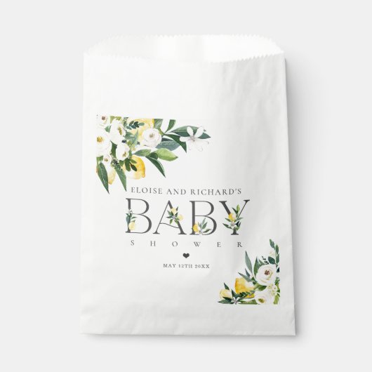 レモンシトラス地中海の植物性ベビーシャワー フェイバーバッグ (正面)