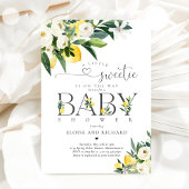 レモンシトラス地中海の植物性ベビーシャワー 招待状
