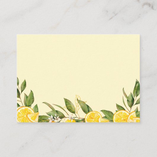 レモンシトラス夏の子育てティップベビーシャワー エンクロージャーカード (裏面)
