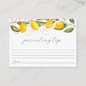 レモンシトラス夏の子育てティップベビーシャワー エンクロージャーカード (正面)