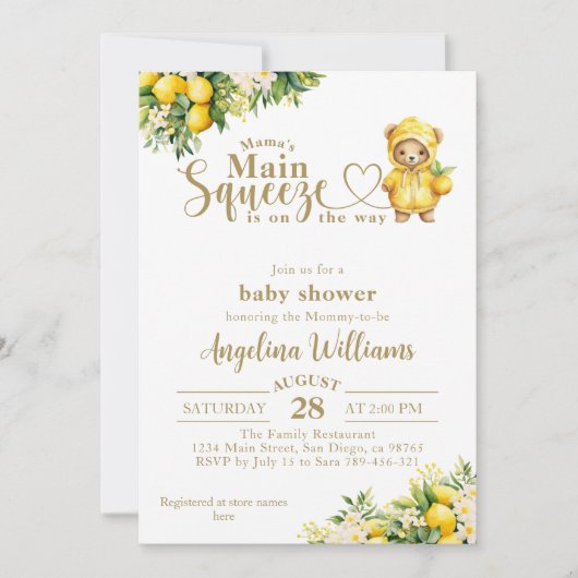 レモンシトラス夏の赤男女兼用ちゃんシャワー 招待状 (正面)
