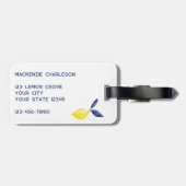 レモンシトラス水彩モノグラムパーソナライズされた ラゲッジタグ (裏面横)