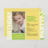 レモンシトラス水玉模様2nd誕生日はがき インビテーションポストカード (正面/裏面)