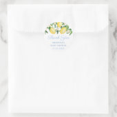 レモンシトラス淡い色のブルーボーイベビーシャワーありがとう ラウンドシール (バッグ)