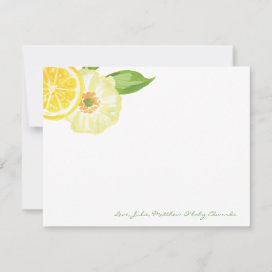 レモンシトラス男女兼用ベビーシャワーありがとう サンキューカード (裏面)