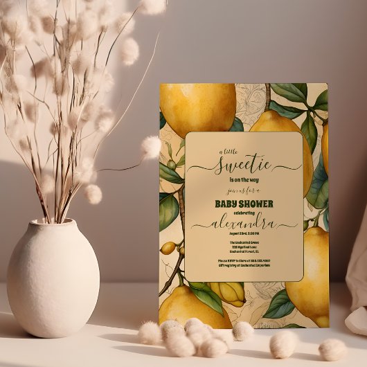 レモンシトラス男女兼用ベビーシャワー 招待状