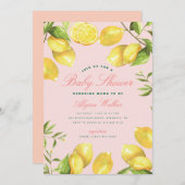 レモンシトラス男女兼用ベビーシャワー 招待状 (正面/裏面)
