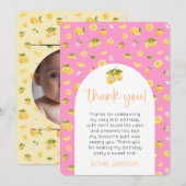 レモンシトラス誕生日フォトサンキュー 招待状 (正面/裏面)